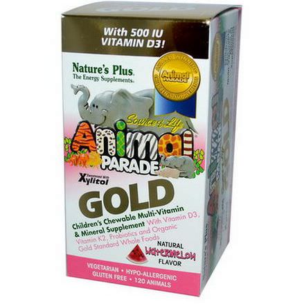 Nature's Plus, Animal Parade Gold, Children's Chewable Multi-Vitamin&Mineral, Watermelon, 120 Animals