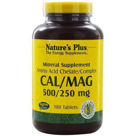 Nature's Plus, Cal/Mag, 500/250mg, 180 Tablets