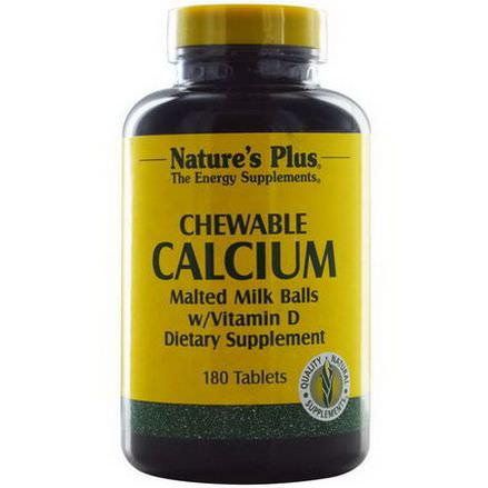 Nature's Plus, Chewable Calcium Malted Milk Balls w/ Vitamin D, 180 Tablets