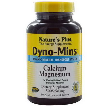 Nature's Plus, Dyno-Mins, Calcium Magnesium, 500/250mg, 90 Acid-Resistant Tablets