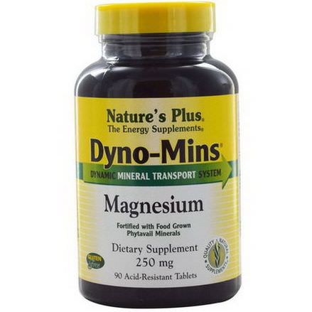 Nature's Plus, Dyno-Mins, Magnesium, 250mg, 90 Acid-Resistant Tablets