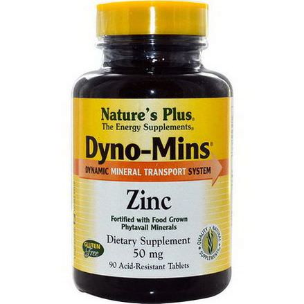 Nature's Plus, Dyno-Mins, Zinc, 50mg, 90 Acid-Resistant Tablets