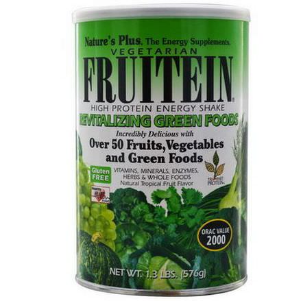 Nature's Plus, Fruitein High Protein Energy Shake, Revitalizing Green Foods 576g