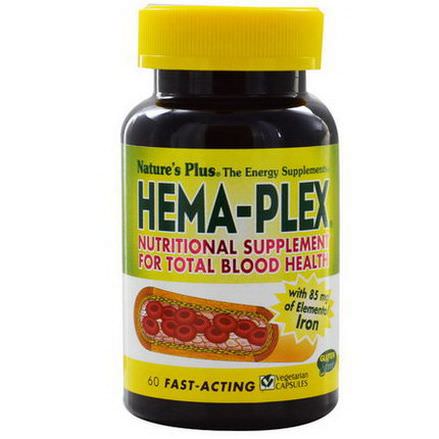 Nature's Plus, Hema-Plex, Nutritional Supplement for Total Blood Health, 60 Veggie Caps