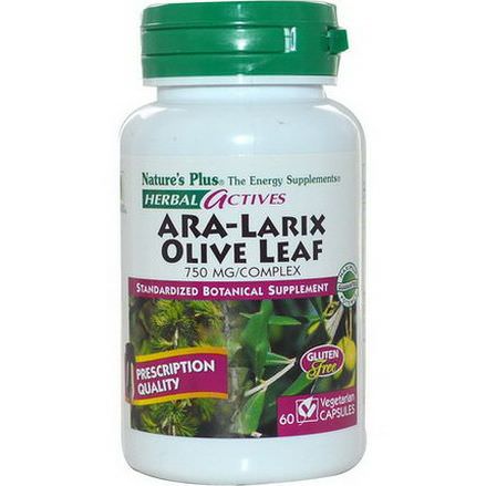 Nature's Plus, Herbal Actives, ARA-Larix Olive Leaf Complex, 750mg, 60 Veggie Caps