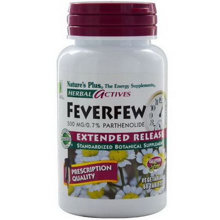 Nature's Plus, Herbal Actives, Feverfew, Extended Release, 500mg, 60 Tabs