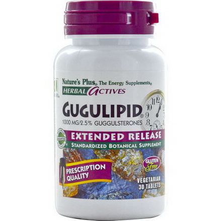Nature's Plus, Herbal Actives, Gugulipid, Extended Release, 1000mg, 30 Veggie Tabs