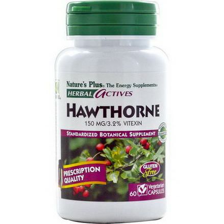 Nature's Plus, Herbal Actives, Hawthorne, 150mg, 60 Veggie Caps