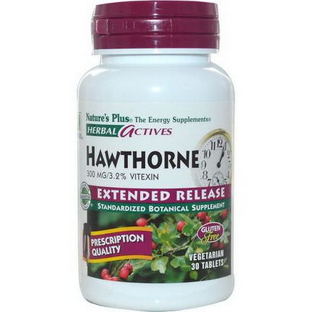 Nature's Plus, Herbal Actives, Hawthorne, Extended Release, 300mg, 30 Veggie Tabs