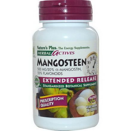 Nature's Plus, Herbal Actives, Mangosteen, Extended Release, 500mg, 30 Tablets