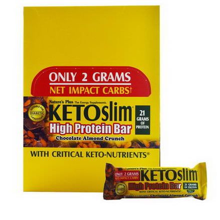Nature's Plus, Ketoslim, High Protein Bar, Chocolate Almond Crunch, 12 Bars 60g Each