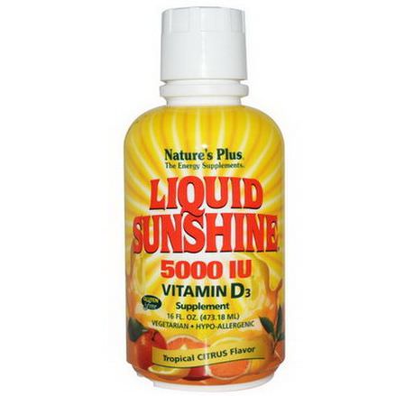 Nature's Plus, Liquid Sunshine, Vitamin D3 Supplement, Tropical Citrus Flavor, 5000 IU 473.18ml