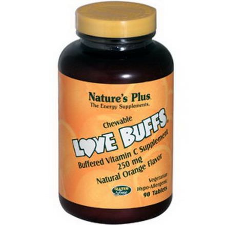 Nature's Plus, Love Buffs, Chewable Buffered Vitamin C, Natural Orange Flavor, 250mg, 90 Tablets