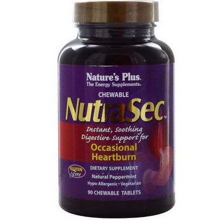 Nature's Plus, NutraSec Chewable, Natural Peppermint, 90 Chewable Tablets