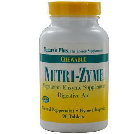Nature's Plus, Nutri-Zyme, Chewable, Natural Peppermint, 90 Tablets