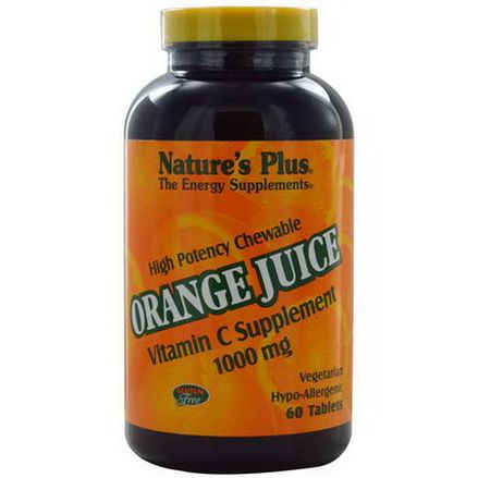 Nature's Plus, Orange Juice Vitamin C Supplement, 1000mg, 60 Tablets