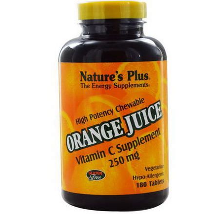Nature's Plus, Orange Juice, Vitamin C Supplement, 250mg, 180 Tablets