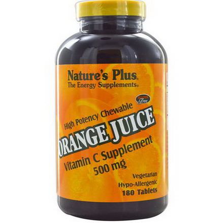 Nature's Plus, Orange Juice Vitamin C Supplement, 500mg, 180 Tablets