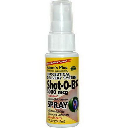 Nature's Plus, Shot-O-B12 Spray, Natural Cherry, 5000mcg 59.14ml