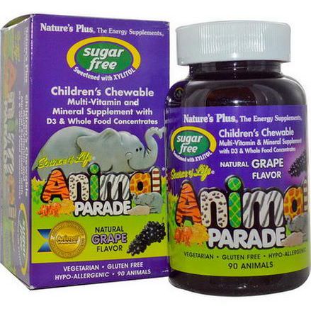 Nature's Plus, Source of Life, Animal Parade, Sugar Free Children's Chewable, Natural Grape Flavor, 90 Animals