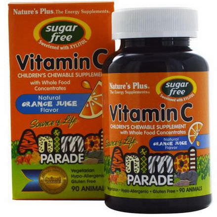 Nature's Plus, Source of Life, Animal Parade, Vitamin C, Sugar Free, Natural Orange Juice Flavor, 90 Animals
