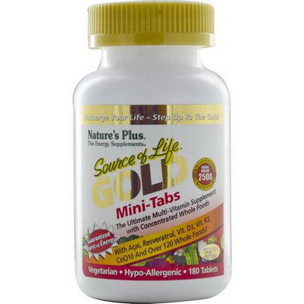 Nature's Plus, Source of Life, Gold, Mini-Tabs, The Ultimate Multi-Vitamin Supplement, 180 Tablets