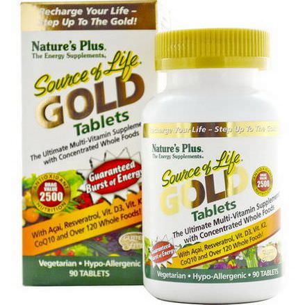 Nature's Plus, Source of Life Gold, The Ultimate Multi-Vitamin Supplement, 90 Tablets