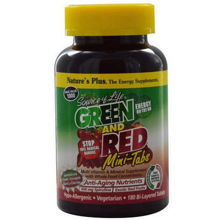 Nature's Plus, Source of Life, Green and Red Mini-Tabs, 180 Bi-Layered Tablets