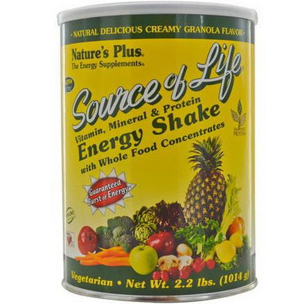Nature's Plus, Source of Life, Vitamin, Mineral&Protein Energy Shake, Creamy Granola Flavor 1014g