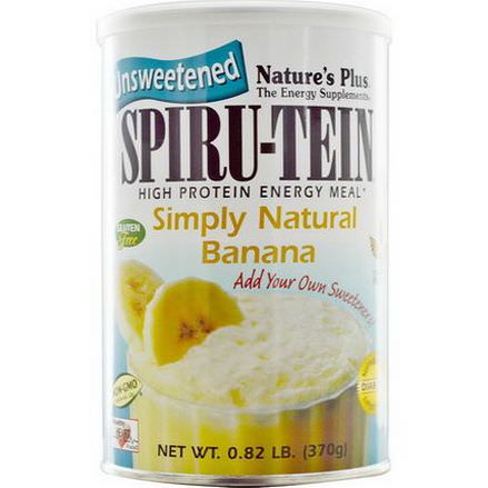 Nature's Plus, Spiru-Tein, High Protein Energy Meal, Simply Natural Banana, Unsweetened 370g