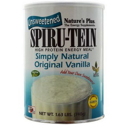 Nature's Plus, Spiru-Tein, High Protein Energy Meal, Simply Natural Original Vanilla, Unsweetened 740g
