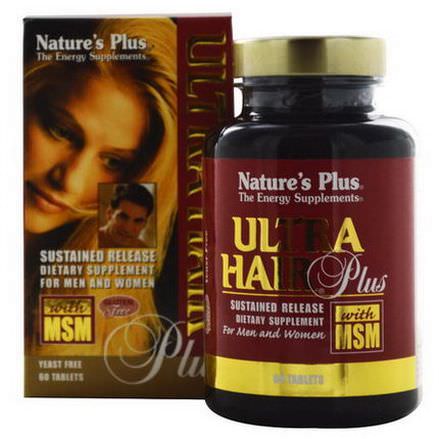 Nature's Plus, Ultra Hair Plus with MSM, For Men and Women, 60 Tablets