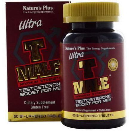 Nature's Plus, Ultra T-Male, Testosterone Boost for Men, Maximum Strength, 60 Bi-Layered Tablets