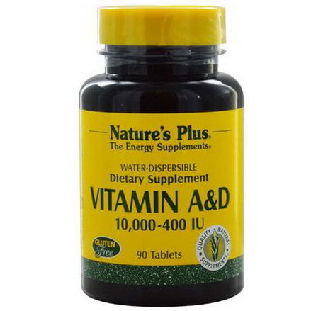 Nature's Plus, Vitamin A&D, 10,000, 400 IU, 90 Tablets