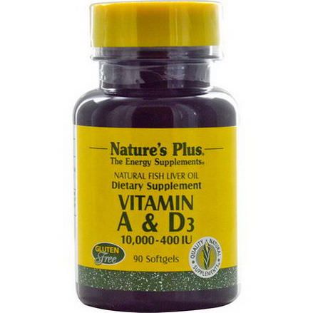 Nature's Plus, Vitamin A&D3, 10,000-400 IU, 90 Softgels