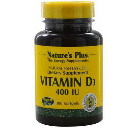Nature's Plus, Vitamin D3, 400 IU, 180 Softgels