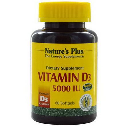 Nature's Plus, Vitamin D3, 5000 IU, 60 Softgels