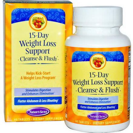 Nature's Secret, 15-Day Weight Loss Support, Cleanse&Flush, 60 Tablets
