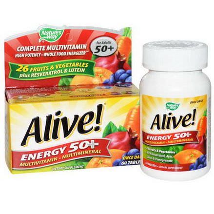 Nature's Way, Alive, Energy, Multivitamin-Multimineral, For Adults 50+, 60 Tablets