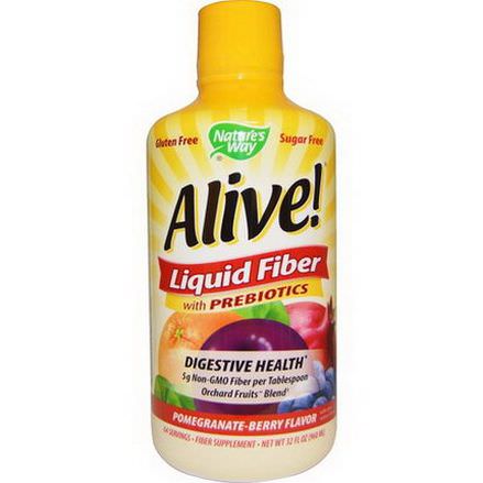 Nature's Way, Alive! Liquid Fiber, with Prebiotics, Pomegranate-Berry Flavor 960ml