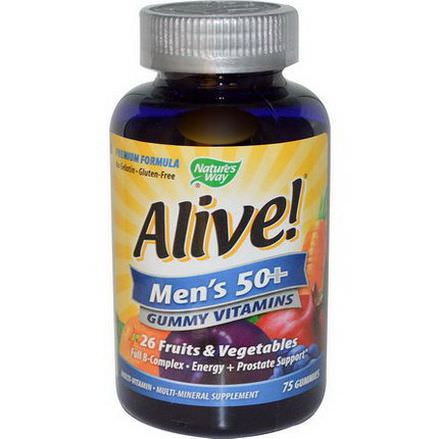 Nature's Way, Alive! Men's 50+ Multi-Vitamin Multi-Mineral, 75 Gummies