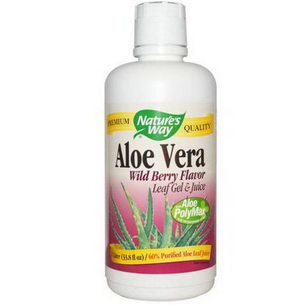 Nature's Way, Aloe Vera Leaf Gel&Juice, Wild Berry Flavor 1 Liter