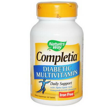 Nature's Way, Completia, Diabetic Multivitamin, Iron Free, 90 Tablets