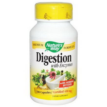 Nature's Way, Digestion, with Enzymes, 450mg, 100 Capsules
