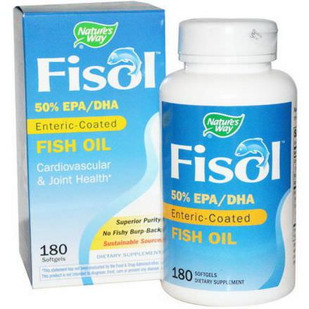 Nature's Way, Fisol, Enteric- Coated Fish Oil, 180 Softgels