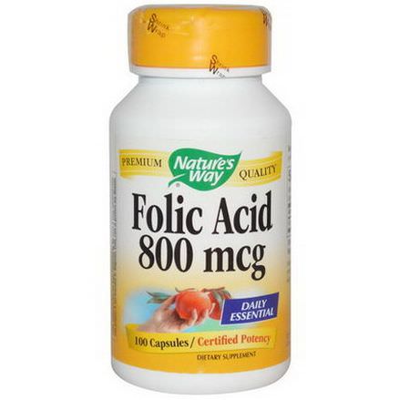 Nature's Way, Folic Acid, 800mcg, 100 Capsules