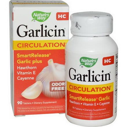 Nature's Way, Garlicin HC, Circulation, Odor Free, 90 Tablets