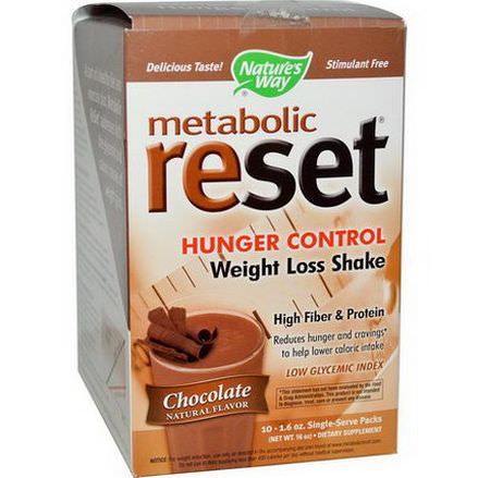 Nature's Way, Metabolic Reset, Hunger Control, Weight Loss Shake, Chocolate, 10 Packs, 1.6 oz Each