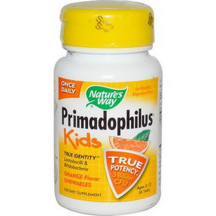 Nature's Way, Primadophilus, Kids, Orange Flavor Chewables, Ages 2-12, 30 Tablets