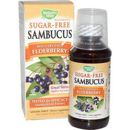 Nature's Way, Sambucus, Bio-Certified Elderberry, Sugar-Free, Natural Syrup 120ml
